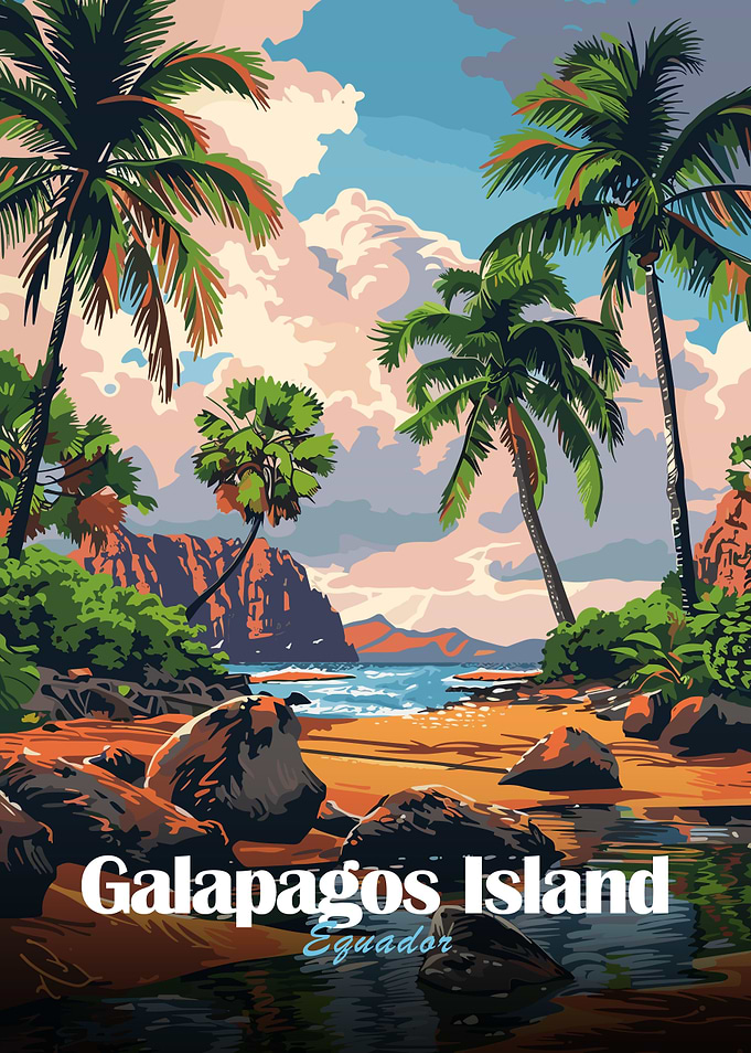 Galapagos Island, Ecuador Travel Poster