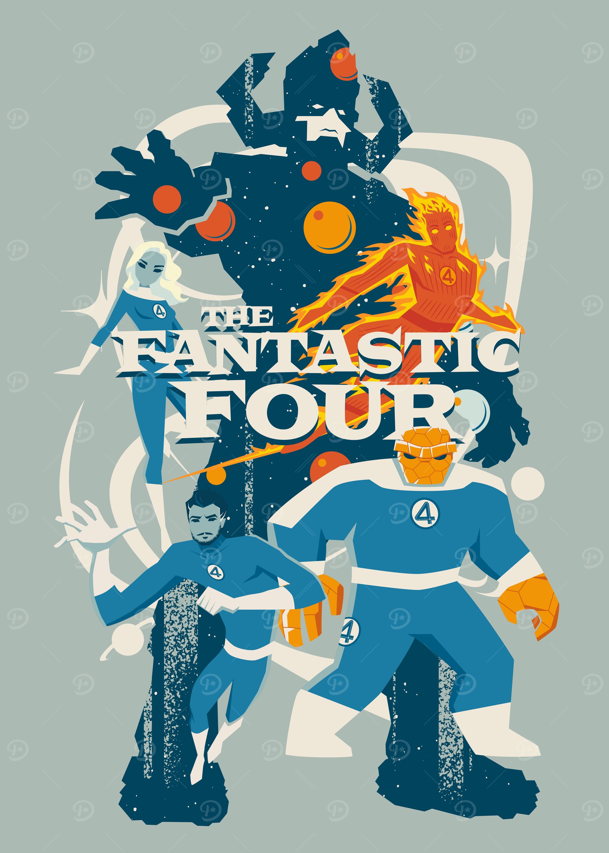 The Fantastic Four Vintage Retro Poster