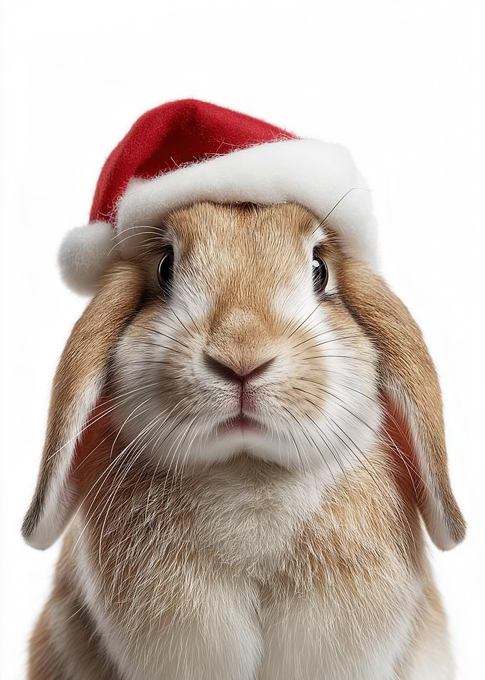 Christmas Rabbit with Santa Hat