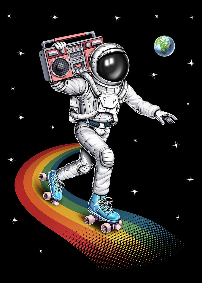 Astronaut Roller Skating