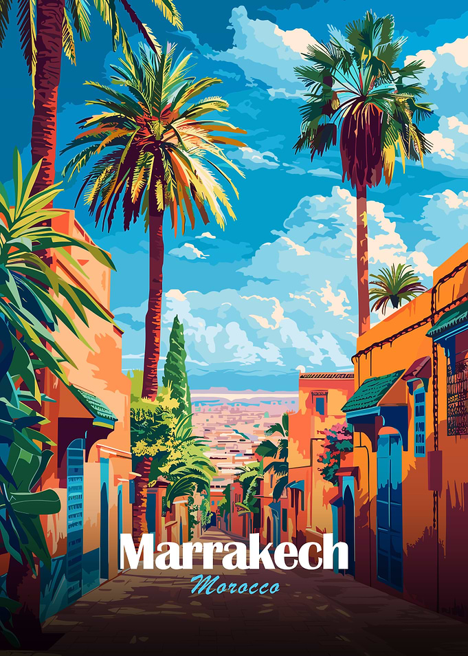 Marrakech, Morocco Travel Poster