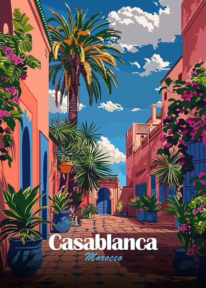 Casablanca, Morocco Travel Poster