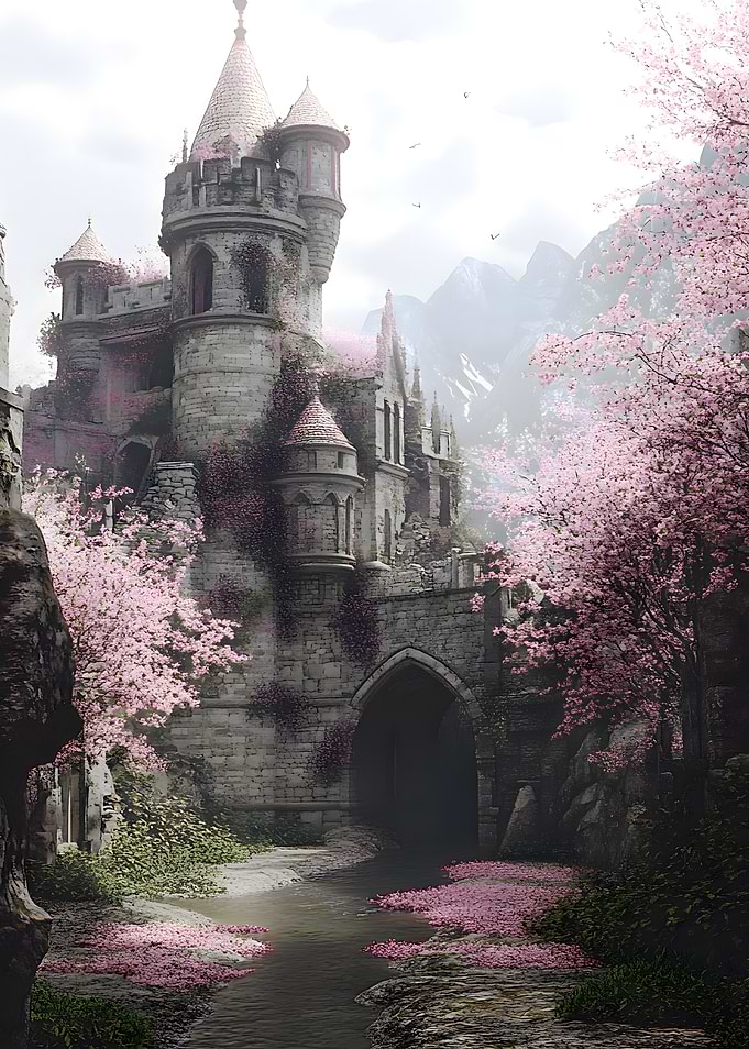 Castle with Cherry Blossoms