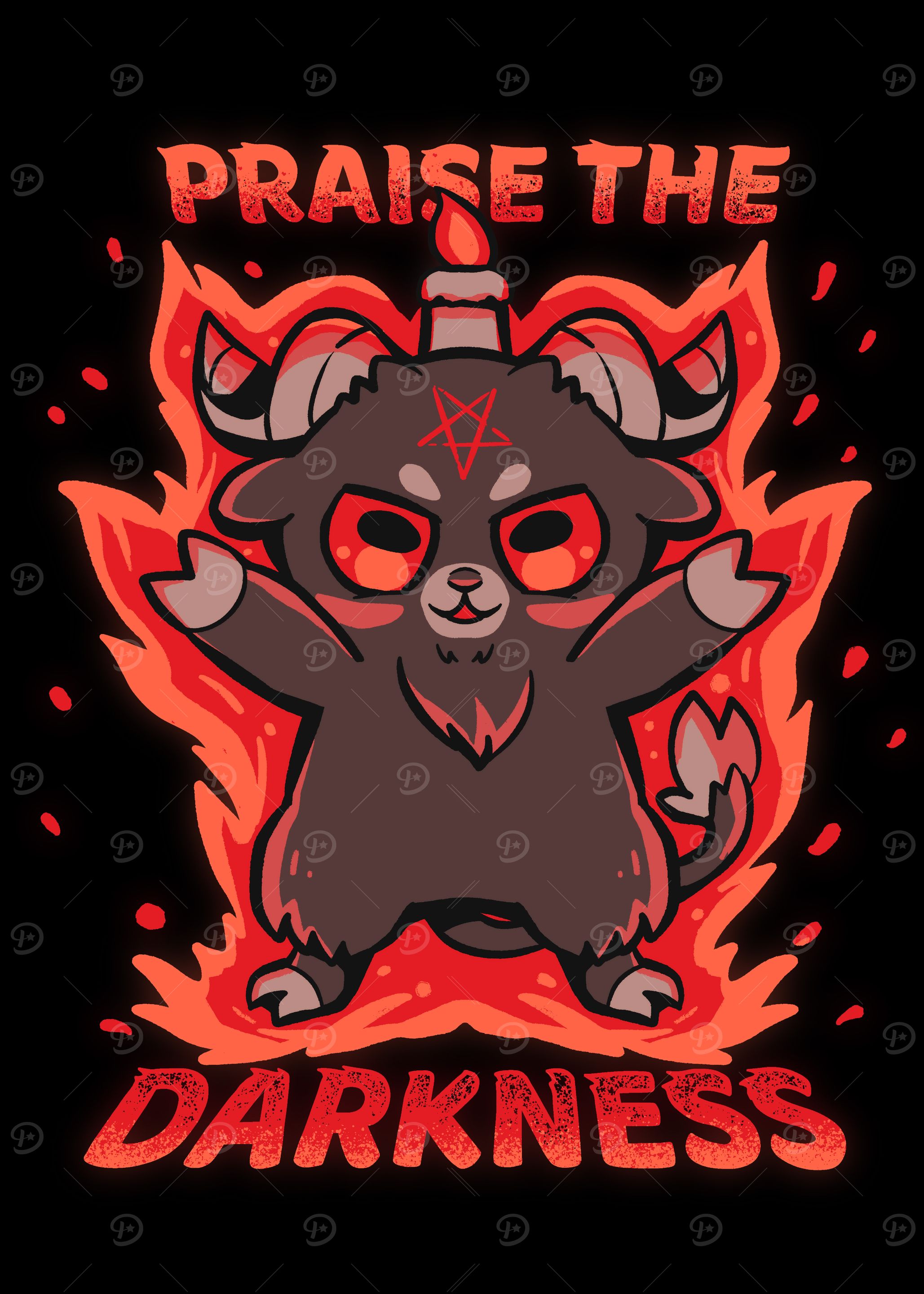 Cute Baphomet with Candle and Flames