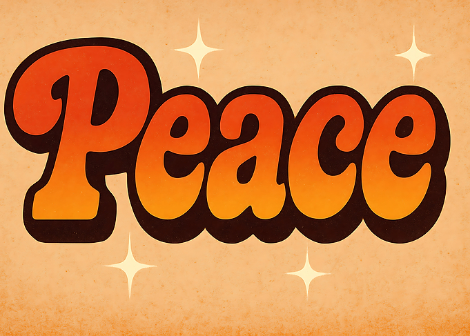Retro 'Peace' Typography with Gradient and Starburst Elements