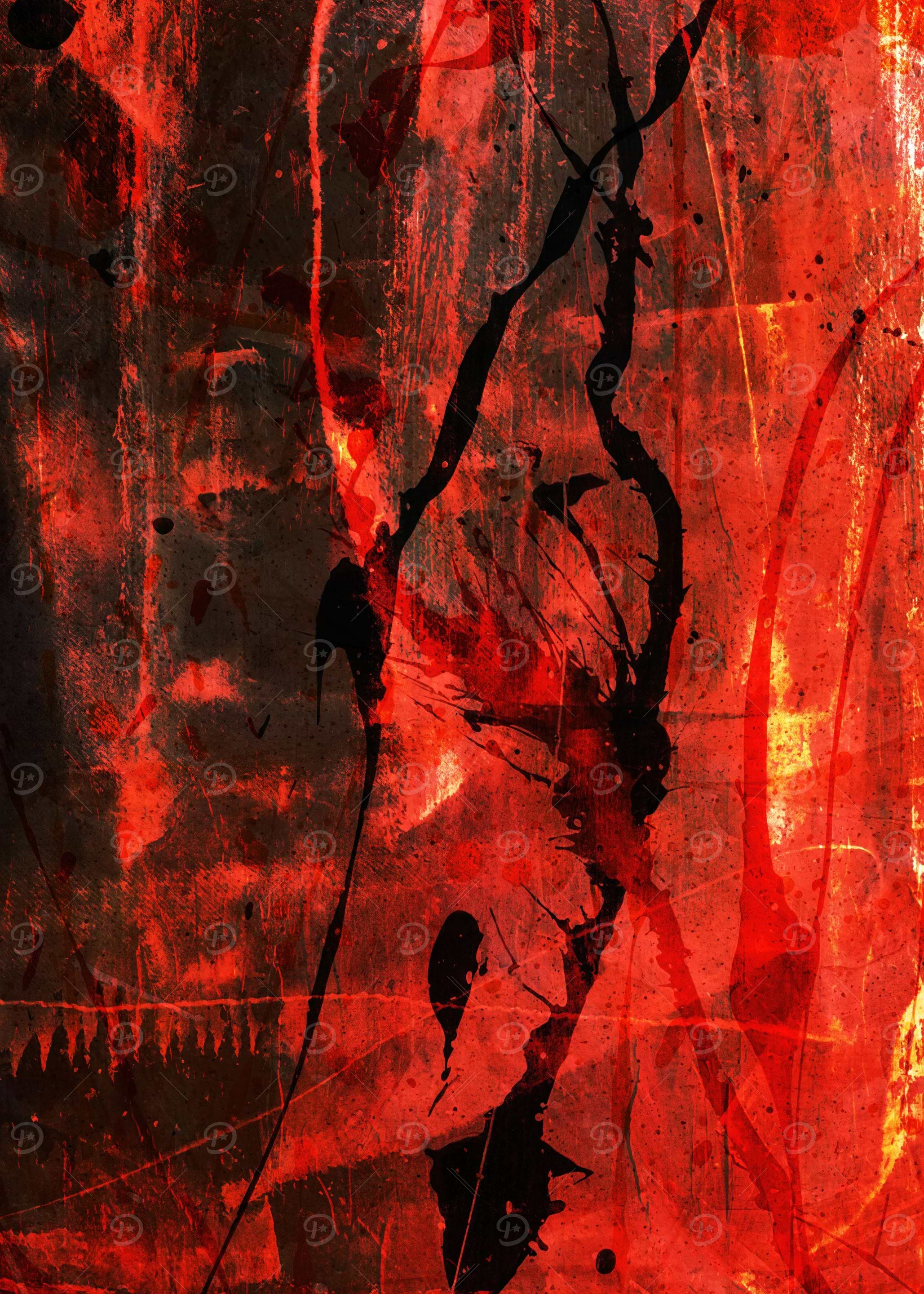 Abstract Red and Black Splatter Art