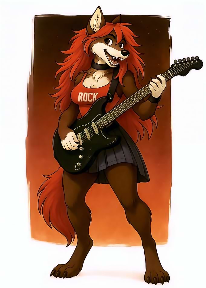 Furry Rocker with Electric Guitar