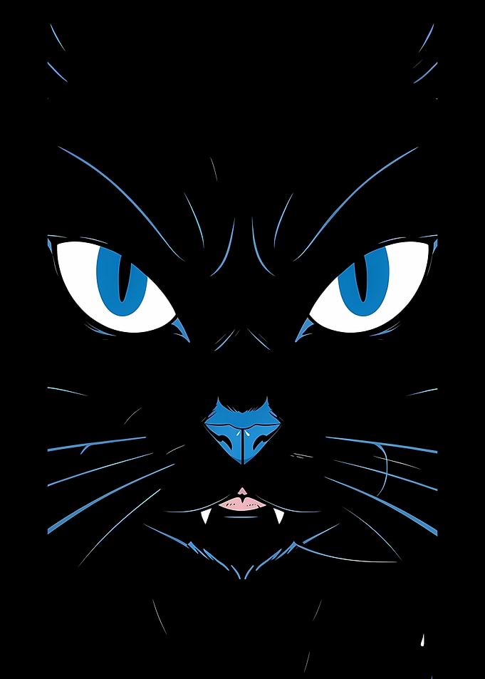 Black Cat with Blue Eyes