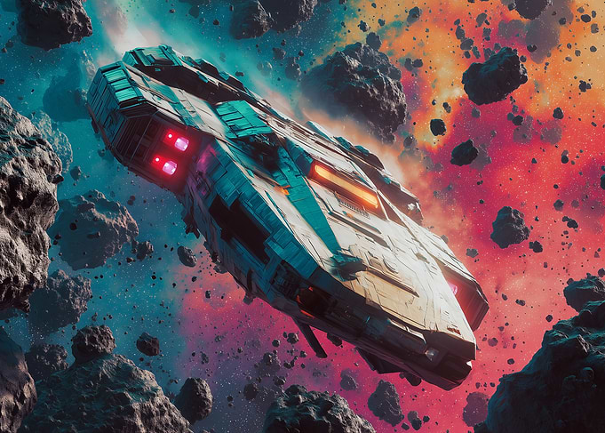 Spaceship in Asteroid Field