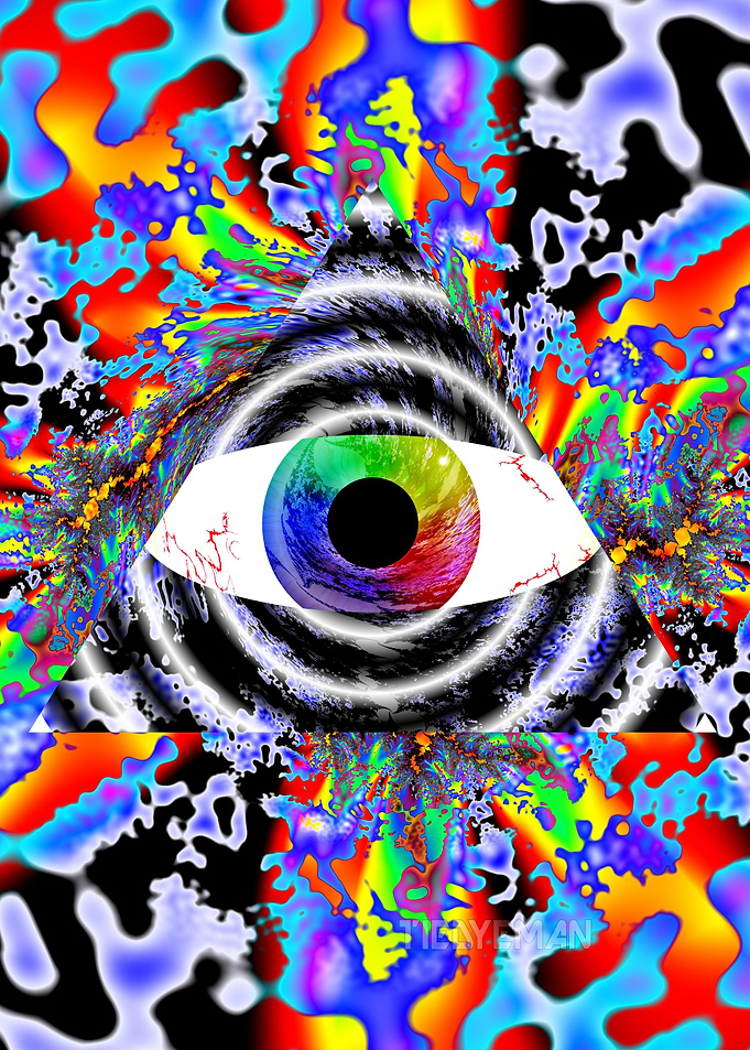 'Psychedelic Eye Splash Triangle' Fractal Art Poster