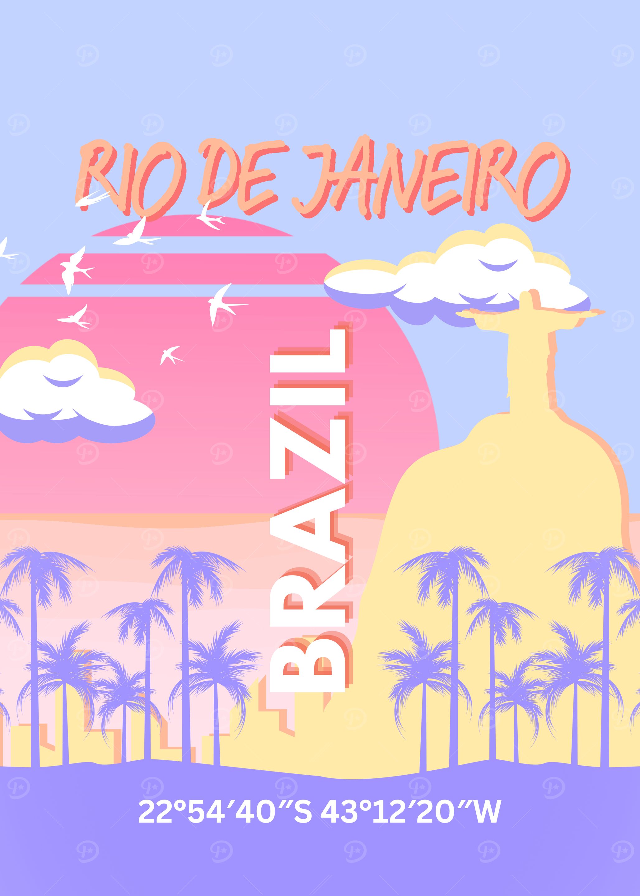Rio de Janeiro Brazil Travel Art Blue Poster