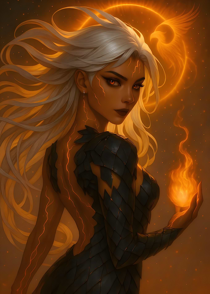 Phoenix Goddess with Fireball