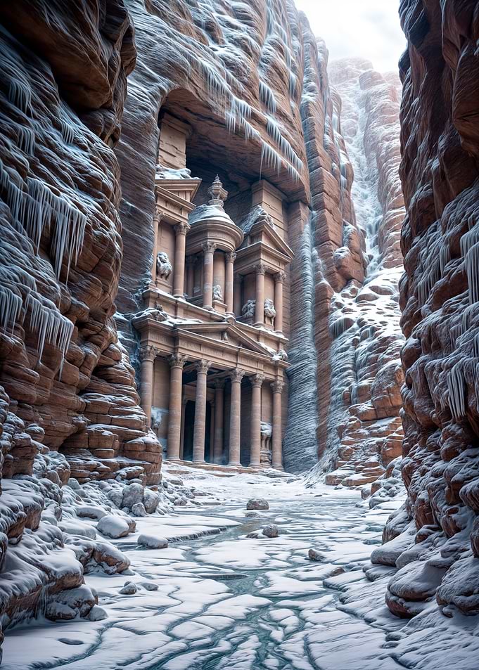 Winter at Petra's Treasury