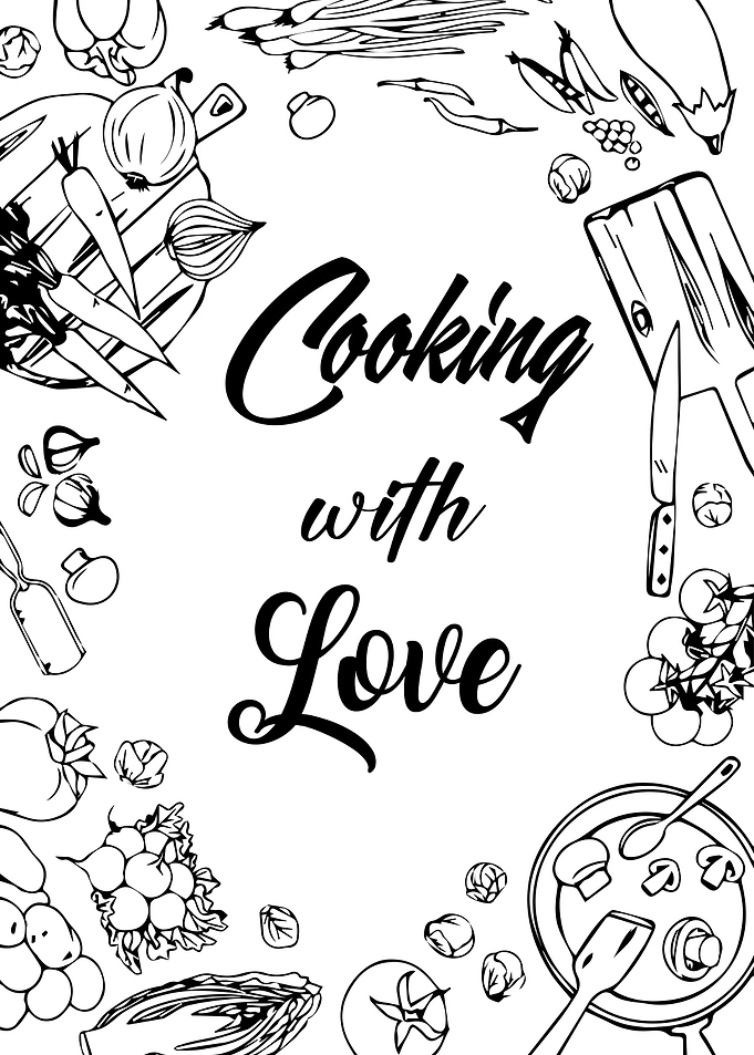 Cooking with Love Black and White