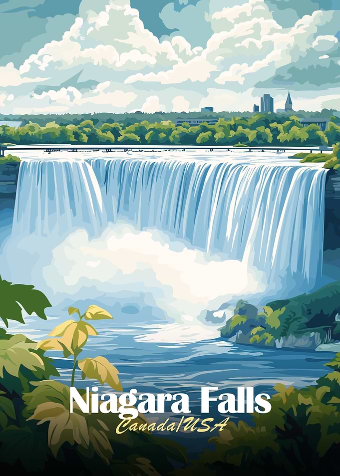Niagara Falls Canada USA Illustration