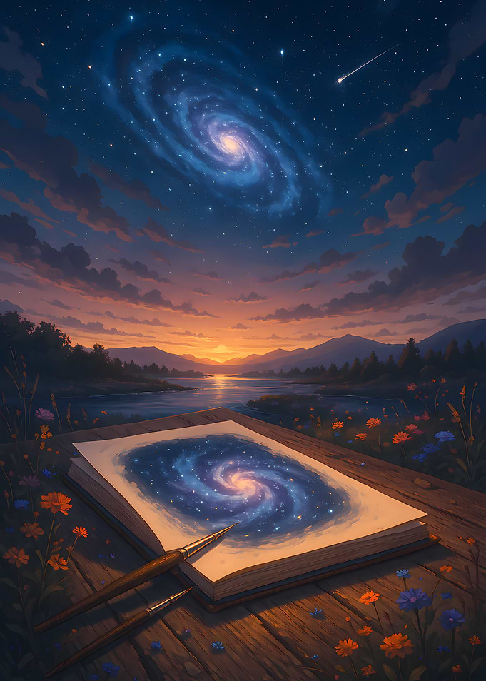 Galaxy Painting at Sunset