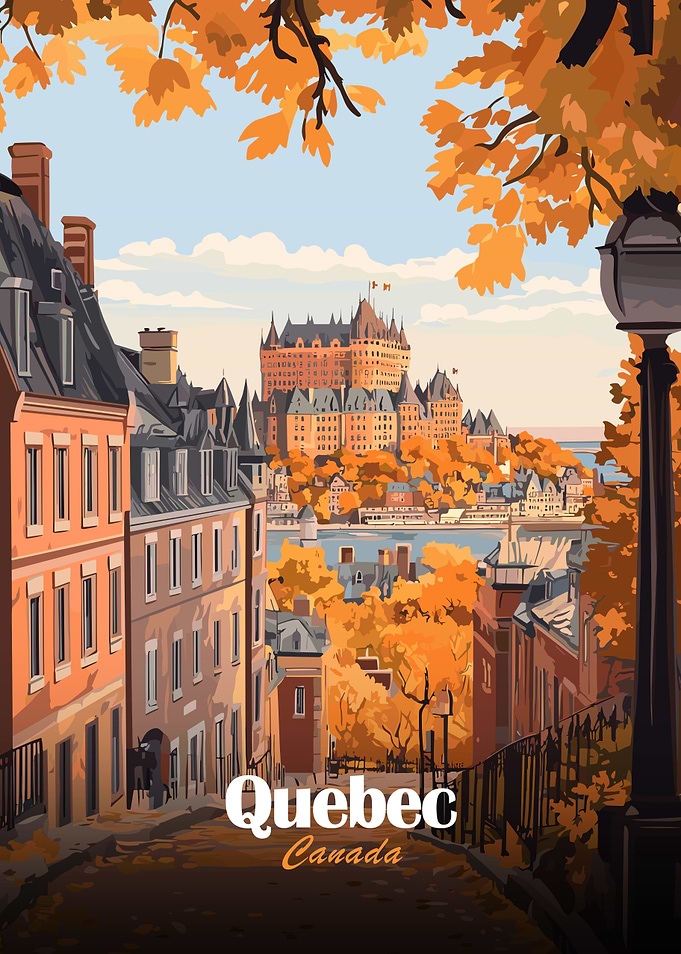 Quebec City Autumn Travel Poster