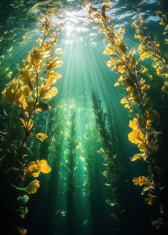 Underwater Kelp Forest Sunlight