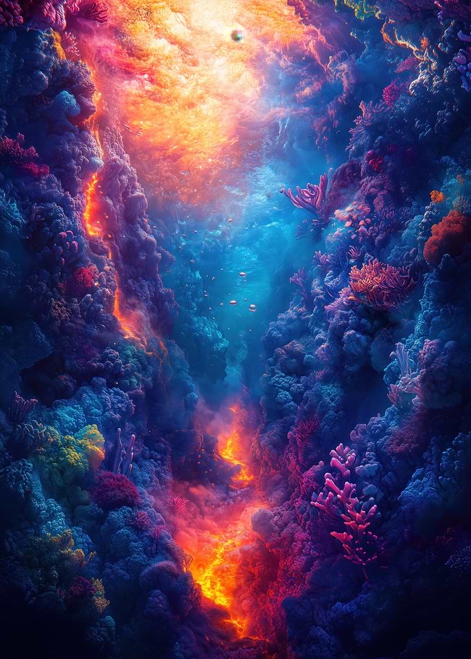 Colorful Underwater Coral Reef Landscape