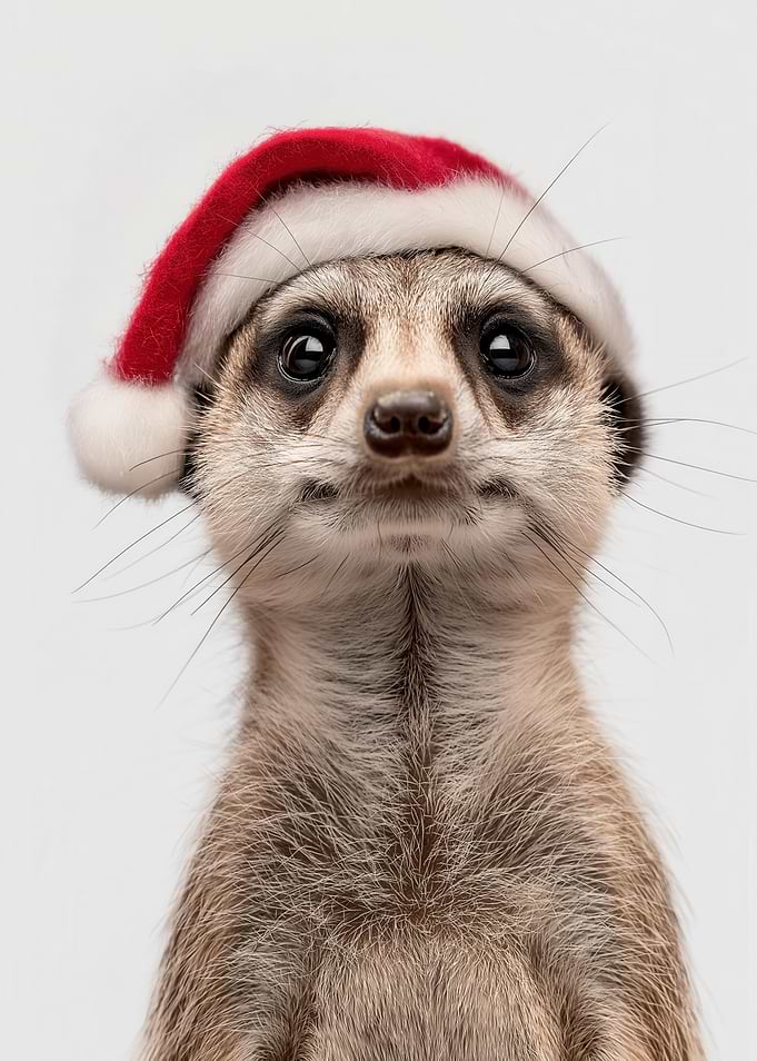 Christmas Meerkat wearing a Santa hat