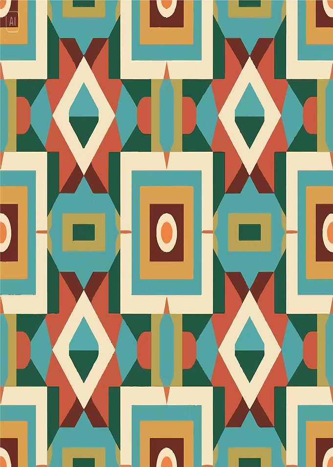 Geometric Pattern with Squares and Diamonds