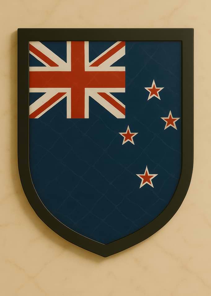 New Zealand Flag Shield Framed Art - Marble look