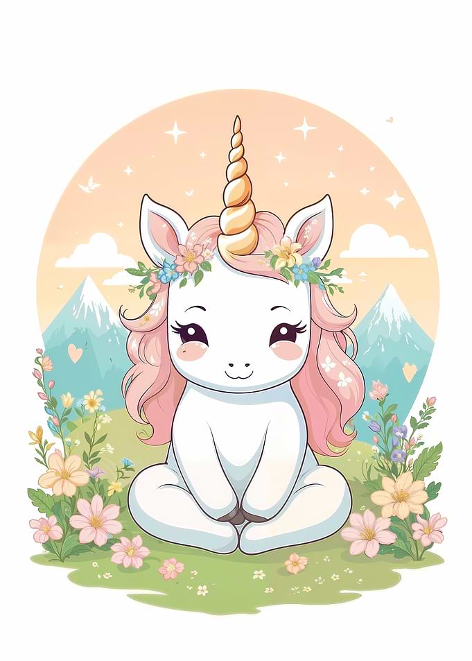 Cute Unicorn in a Meadow