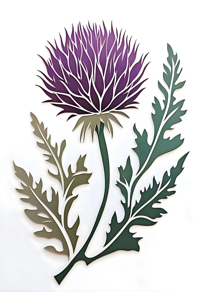 Purple Thistle Flower Illustration