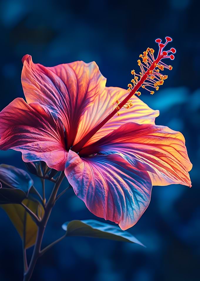Colorful Hibiscus Flower Close-Up
