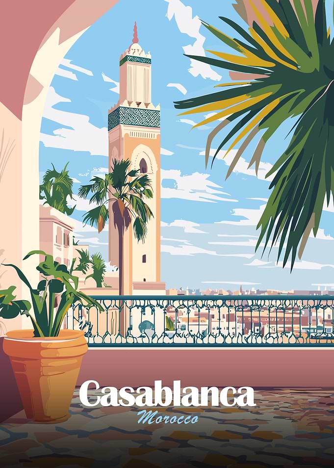 Casablanca Morocco Travel Poster