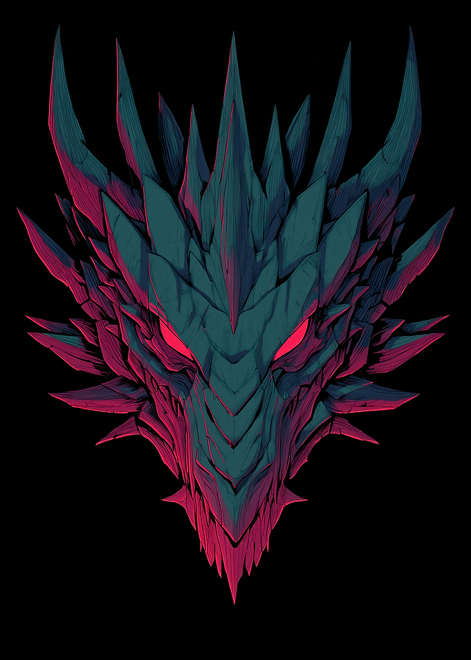 Dragon Head with Red Eyes
