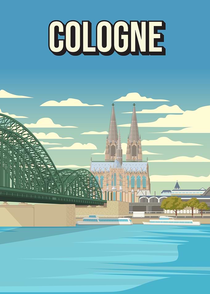 Cologne Pixel Art Travel Poster