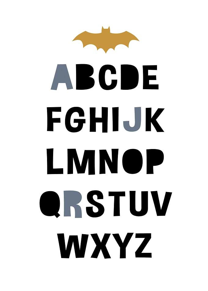 Alphabet with Bat Symbol