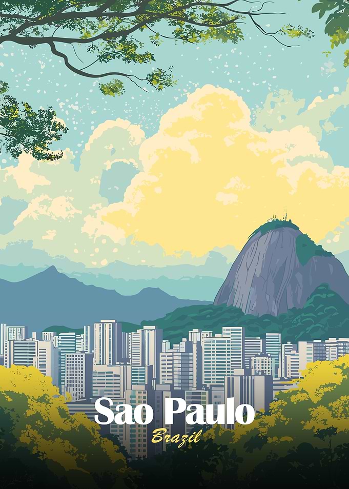 Sao Paulo, Brazil Cityscape Illustration