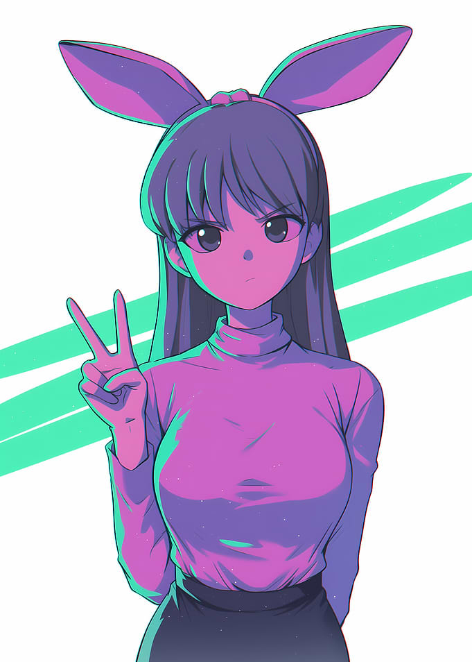 Anime Girl with Bunny Ears