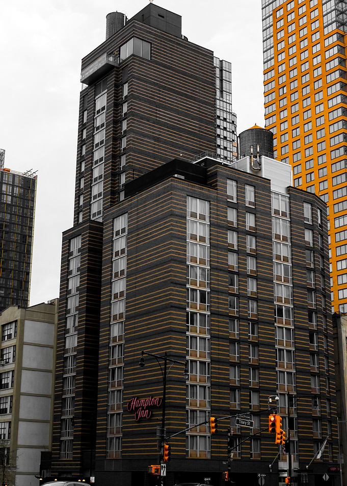 Hampton Inn Building in Cityscape
