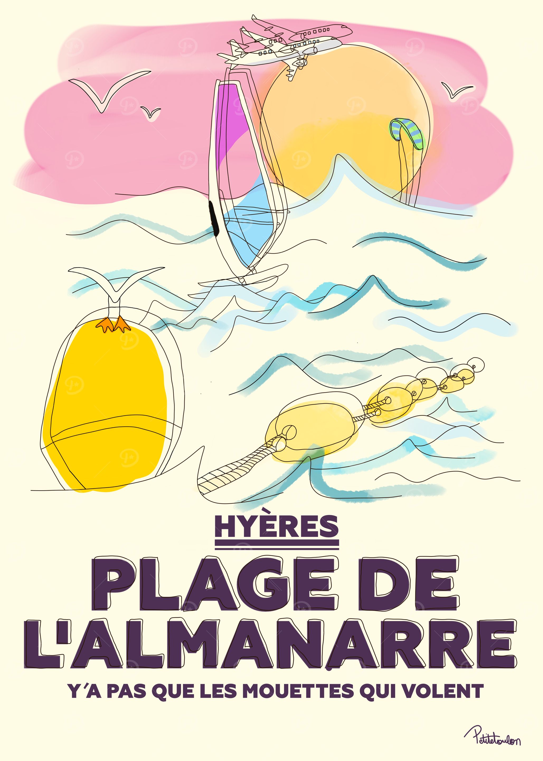 Hyères Plage de l'Almanarre Illustration