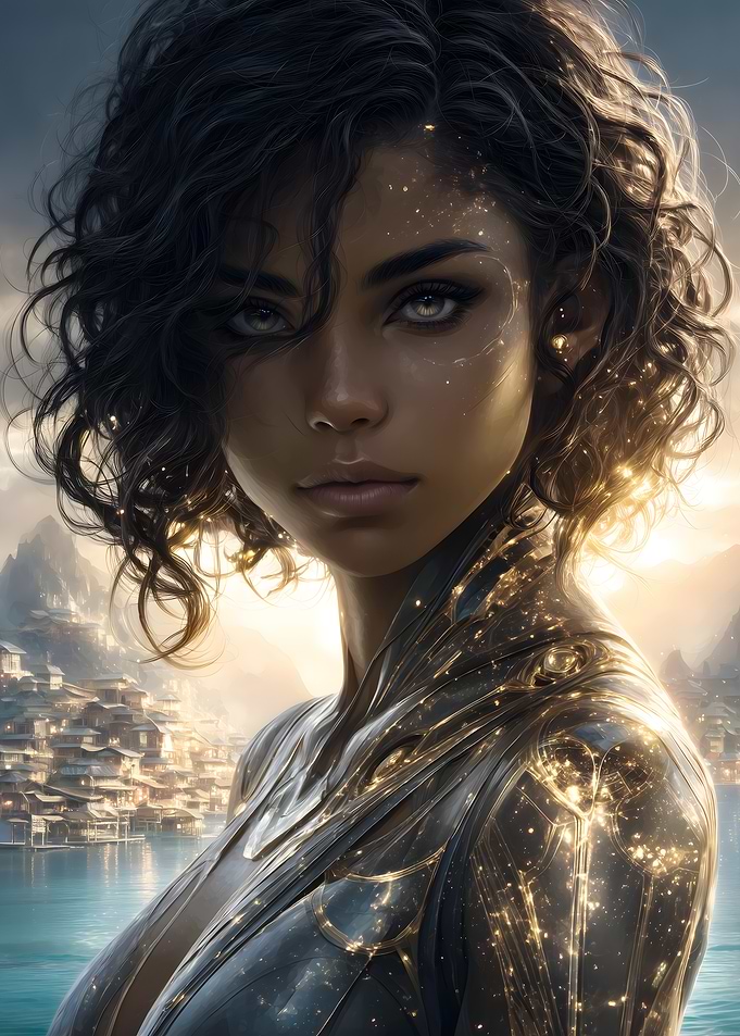 Golden Warrior Woman Portrait