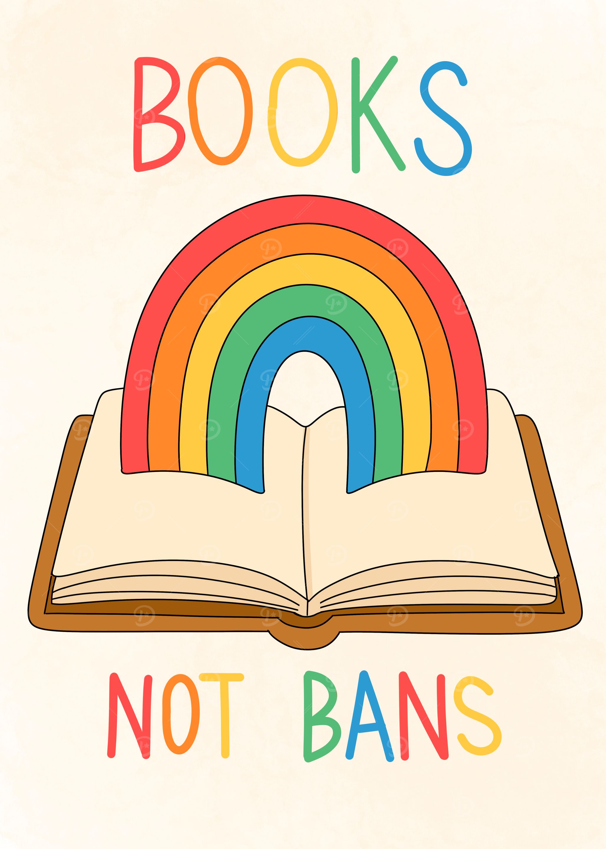 Books Not Bans Rainbow Illustration