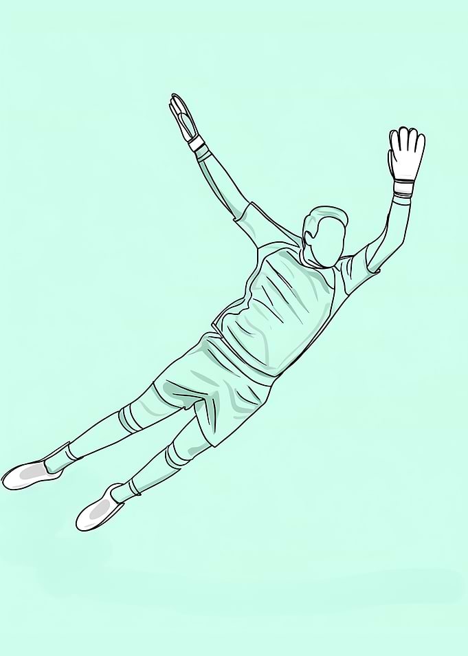 Goalkeeper in Action Minimalist Line Art