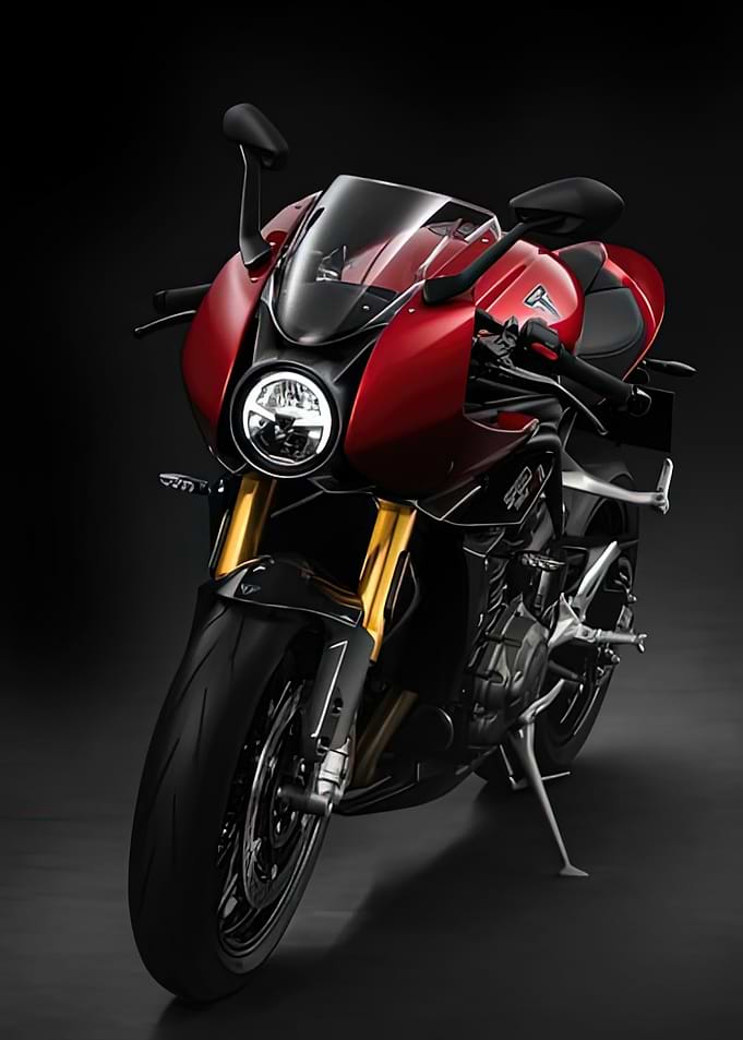 Red and Black Motorcycle Studio Shot