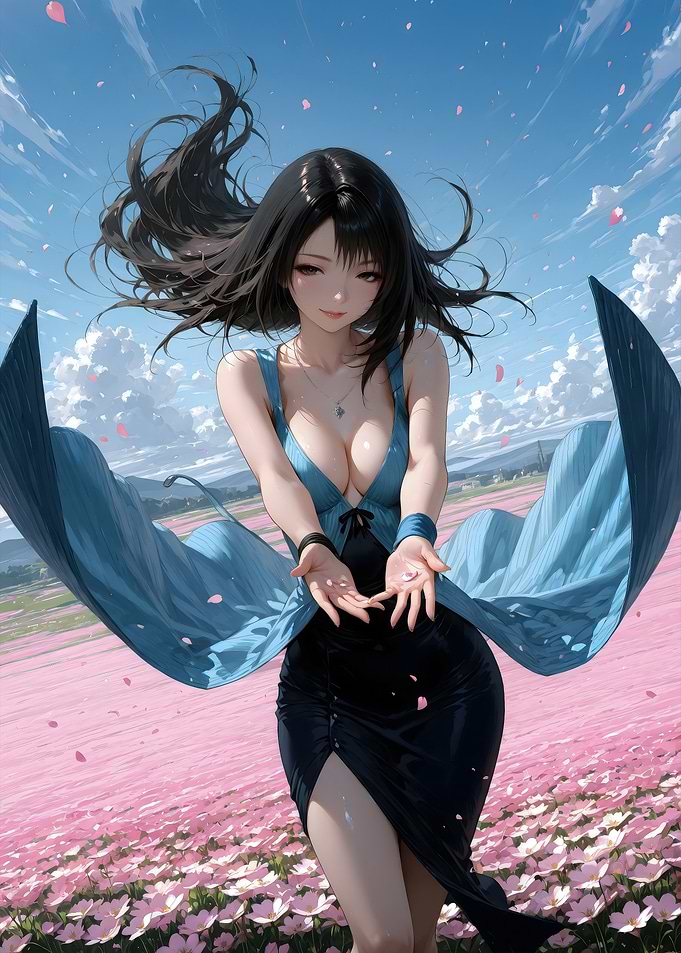 Anime Girl in Flower Field