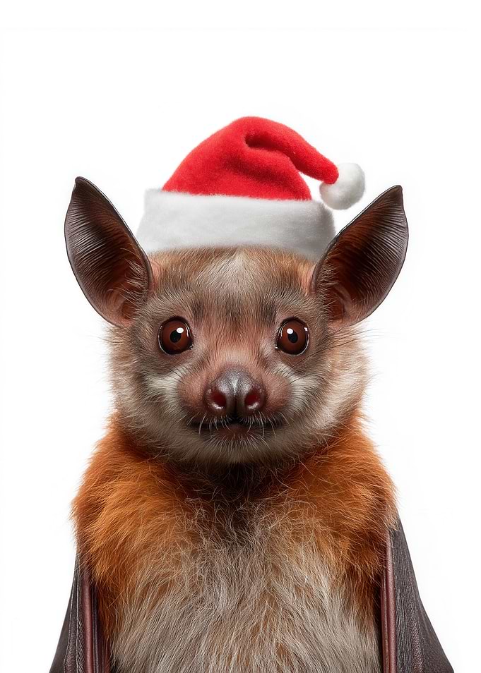 Christmas Bat with Santa Hat