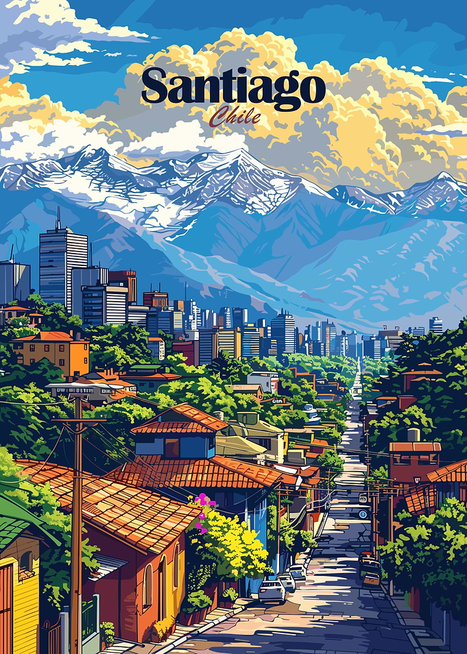 Santiago Chile Cityscape Illustration
