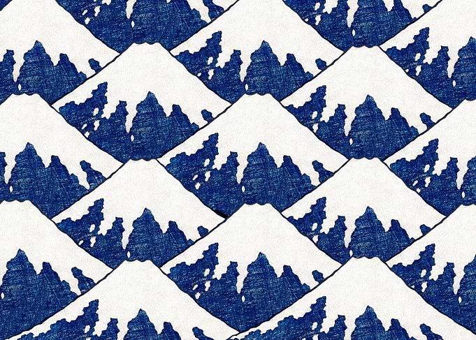 Katsushika Hokusai Blue and White Mountain Pattern