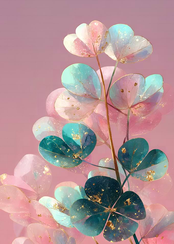 Pastel Clover Plant with Gold Accents