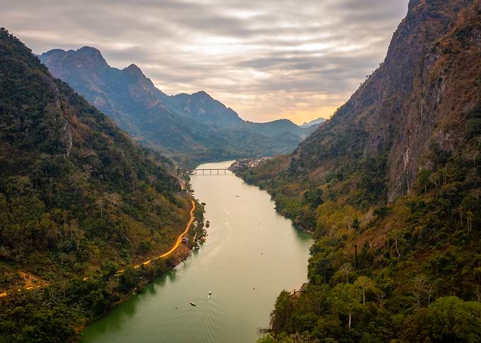 River Valley Landscape with Bridge
