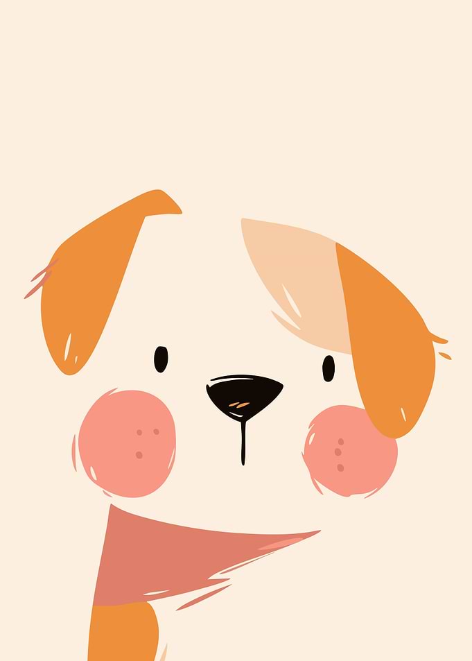 Cute Dog Cream Pastel Minimalist Illustration Art