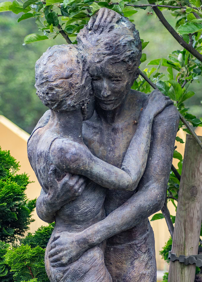 Bronze Sculpture of Embracing Couple