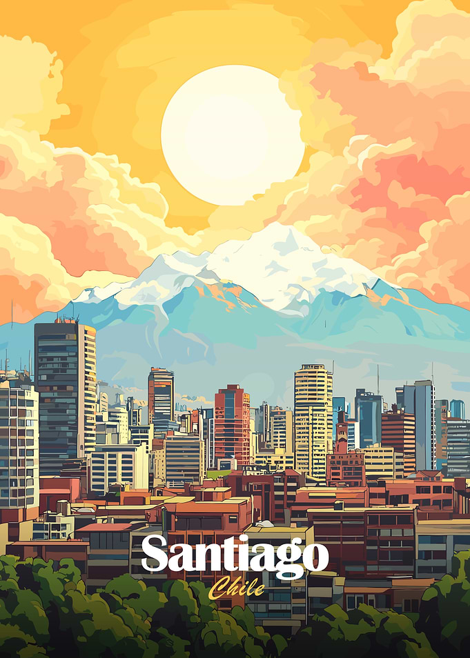 Santiago Chile Cityscape Illustration